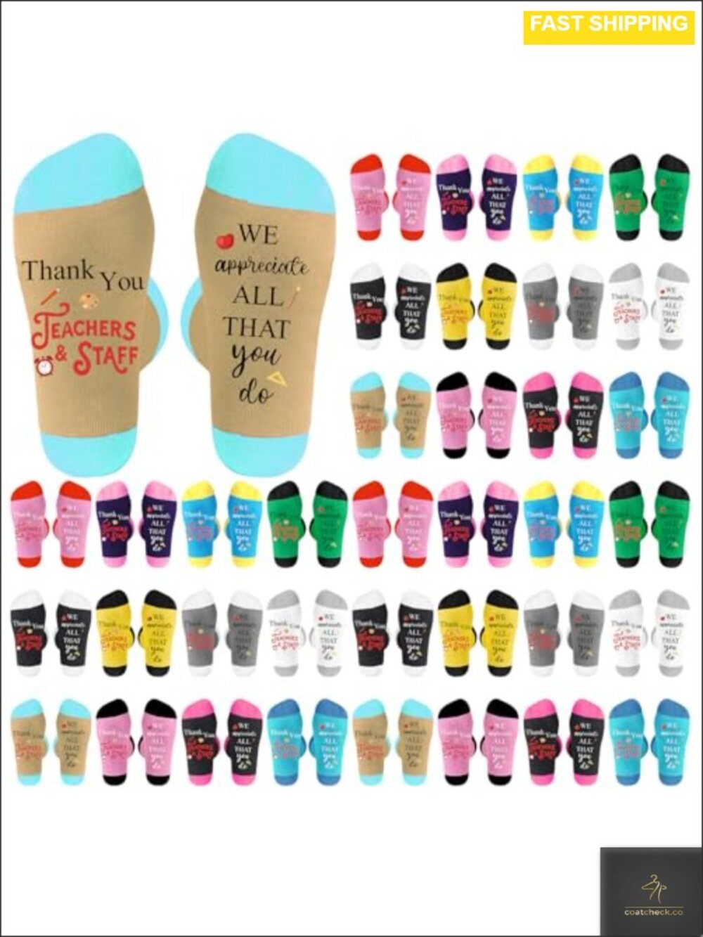 36 Pairs Teacher Staff Novelty Crew Socks Cotton Gift Set